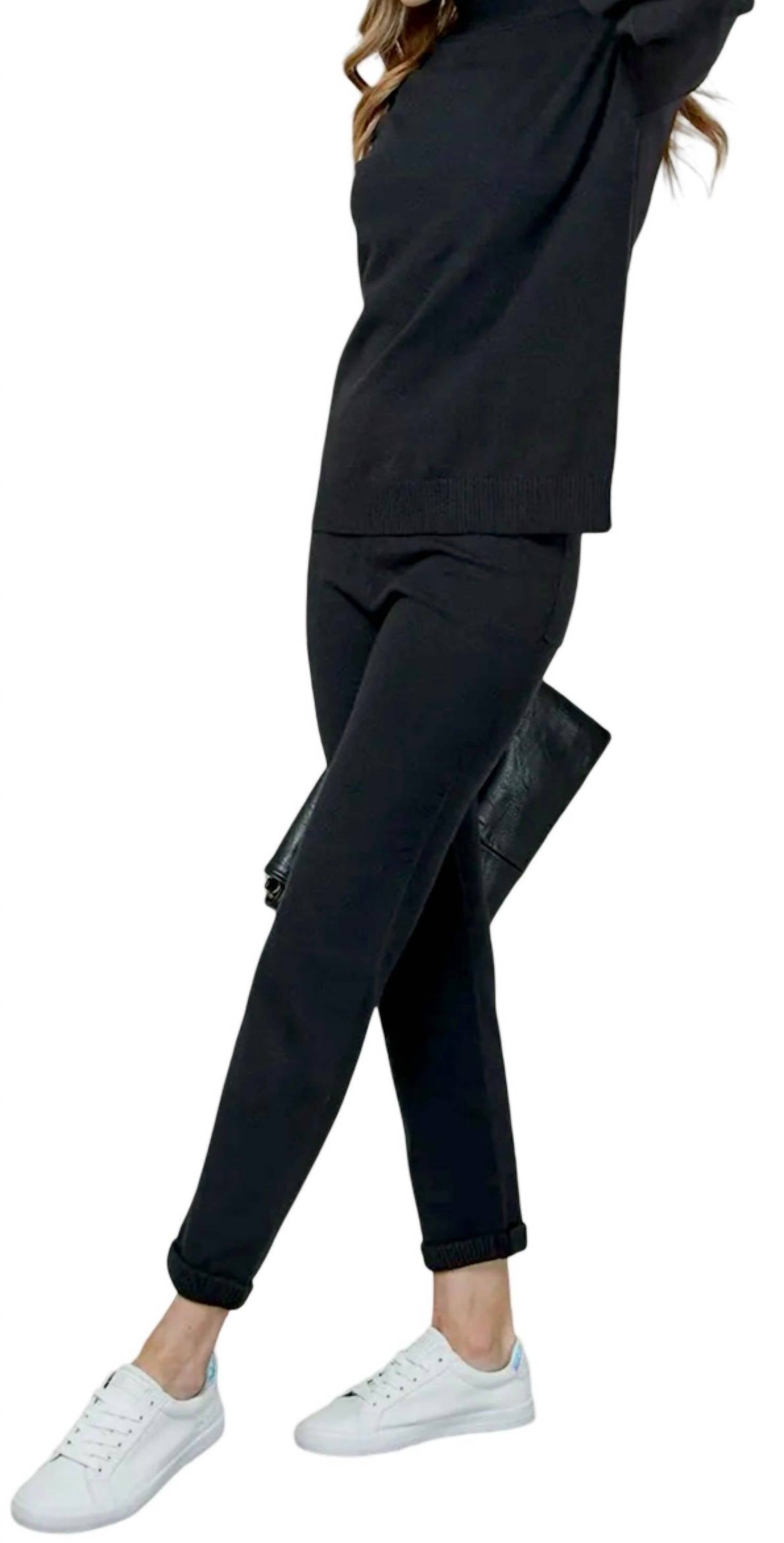 Cezele - Knit Solid Top and Pants Casual Set
