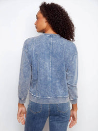 Charlie B - Flower Appliqué Long Sleeve Top