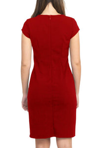 S.L. Fashions - Cutout Crew Neck Lace Panel Crepe Dress