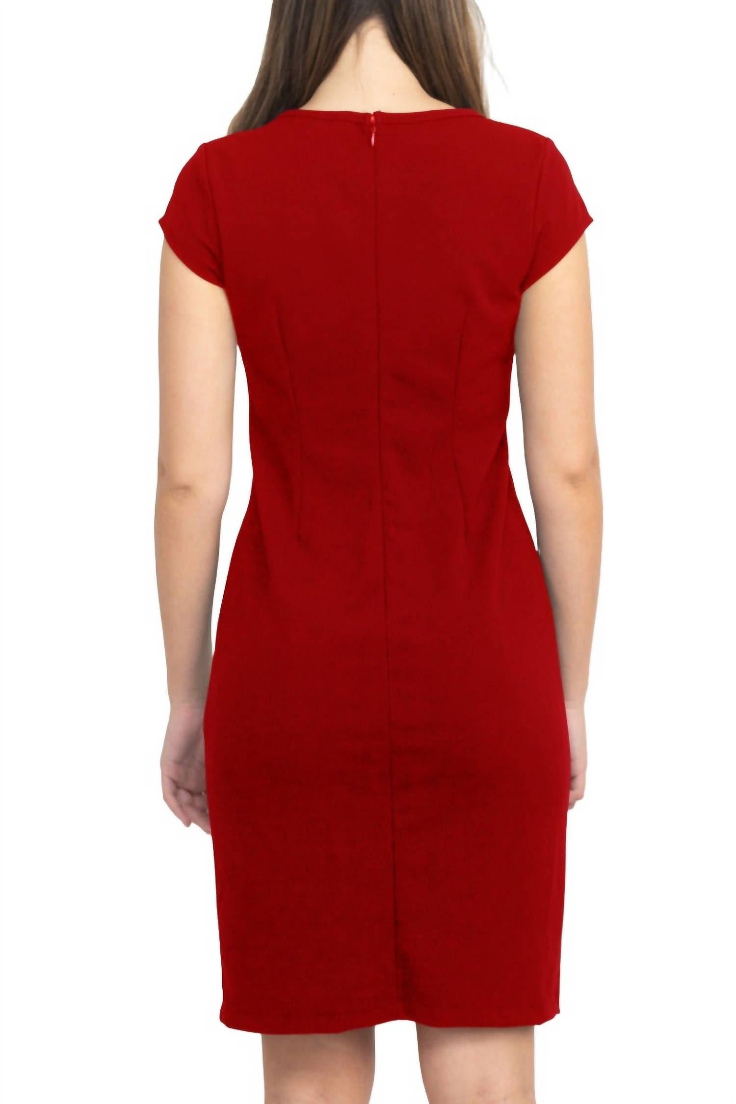 S.L. Fashions - Cutout Crew Neck Lace Panel Crepe Dress