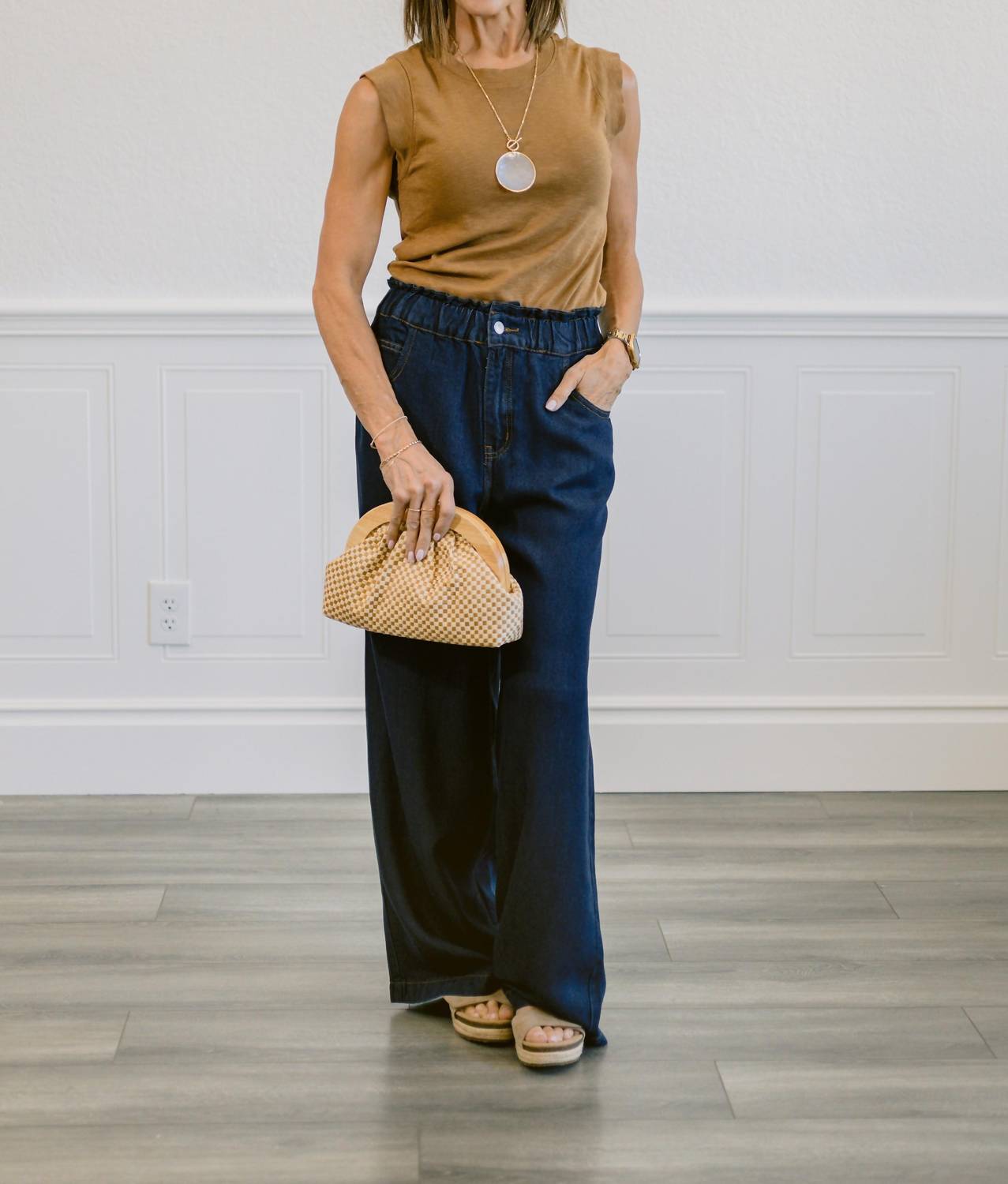 Frnch - Elastic Waist Wide-leg Lusitania Jean