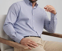 PETER MILLAR Leavenworth Performance Twill Sport Shirt in evening tide 1 - men's shirt - detail view