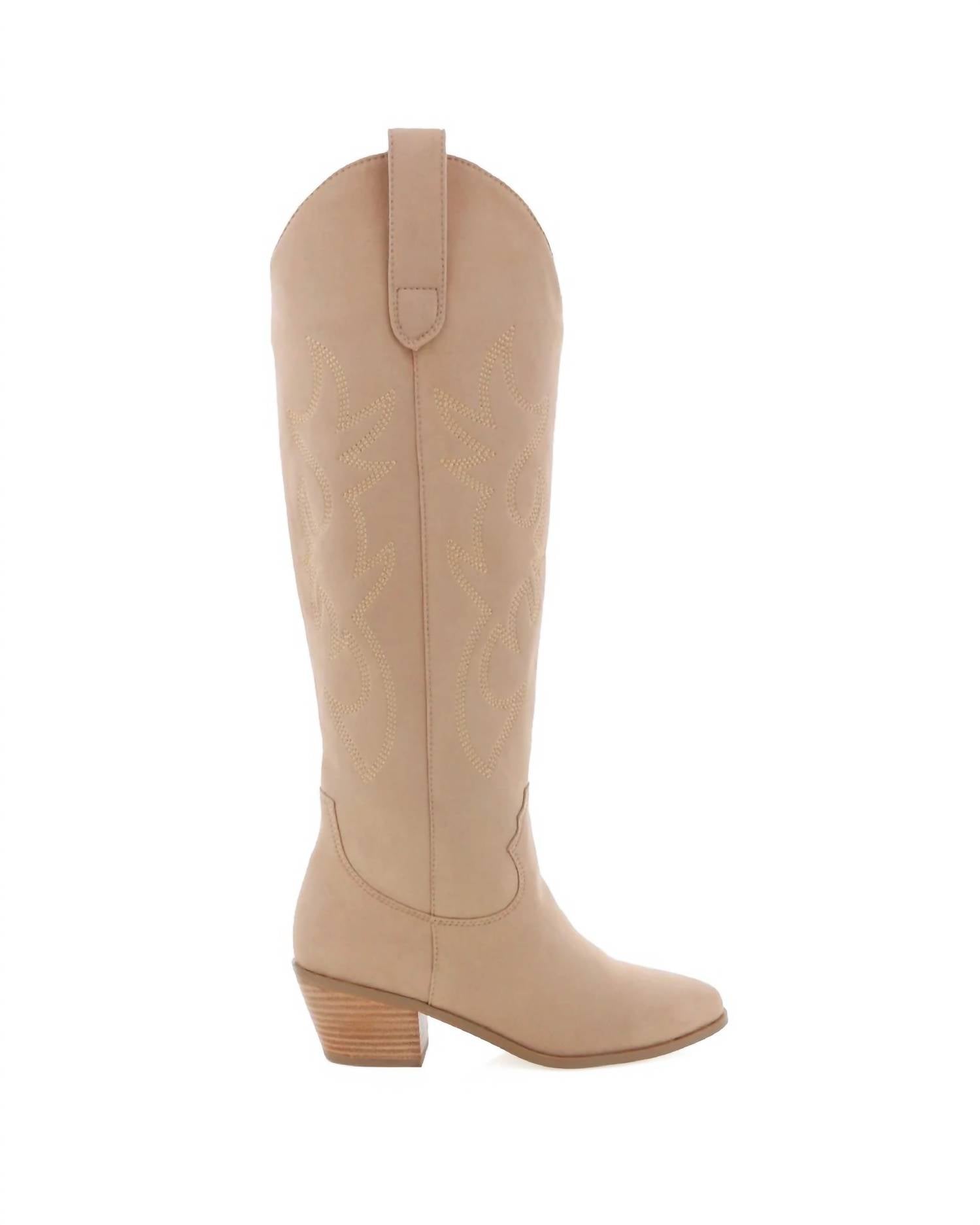 BiLLiNi Women's Urson Western Boots in porcini suede - women's shoe - detail view
