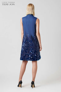 Teri Jon - Sleeveless Dress With Sequin Bottom