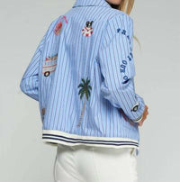 Vilagallo - Surf Embroidery Striped Bomber Jacket