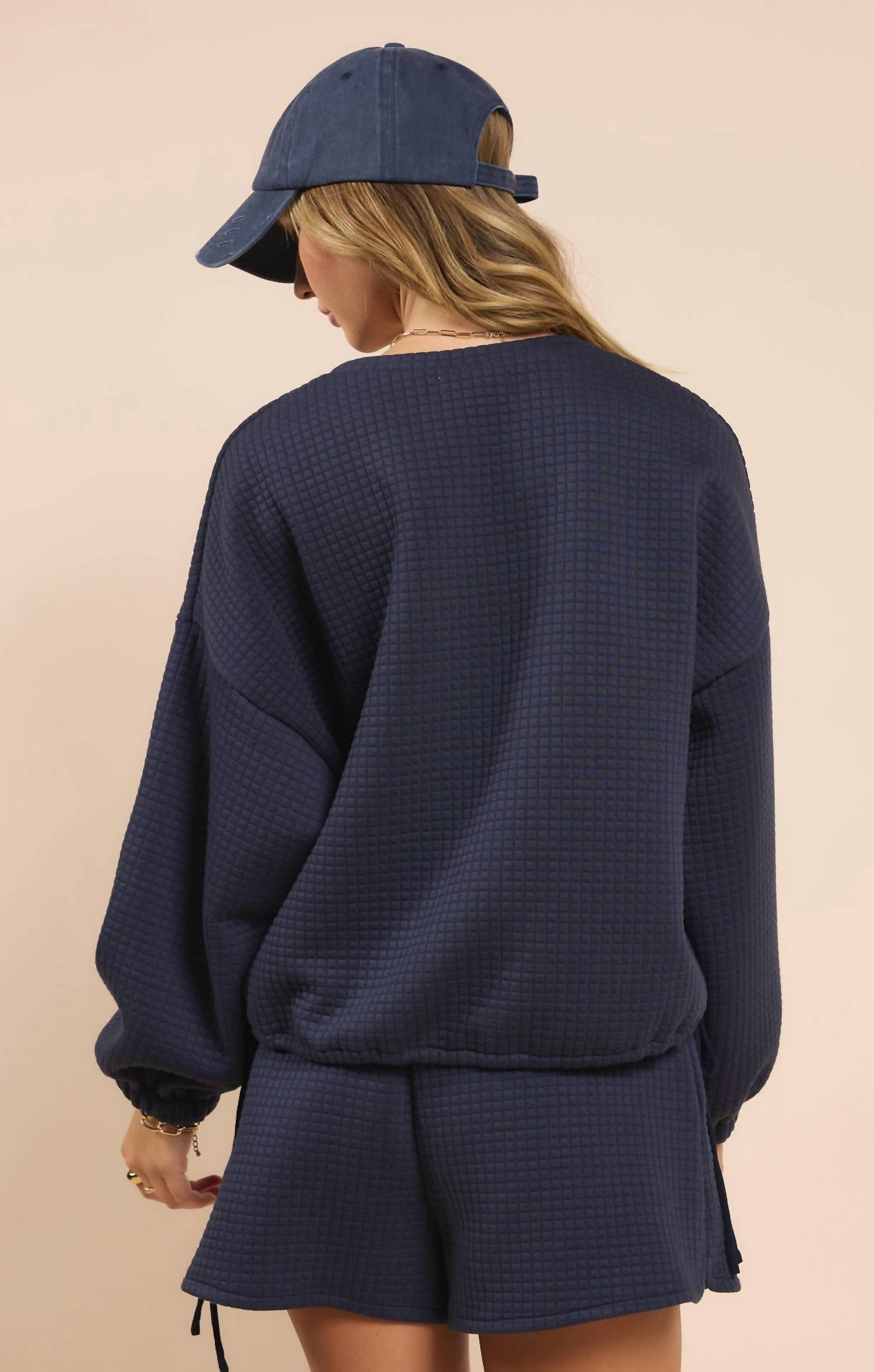 Sadie & Sage - Pastime Textured Terry Side Tie Pullover