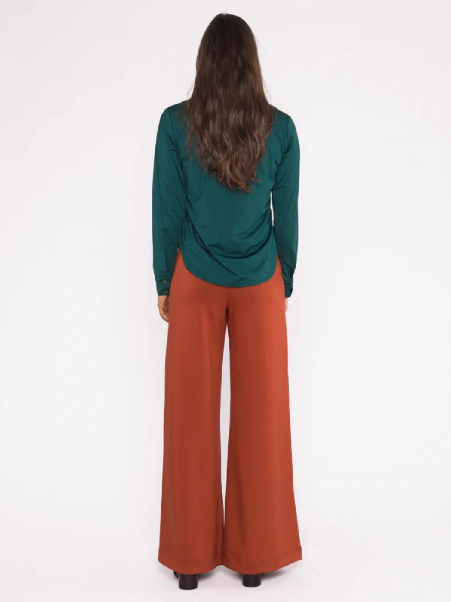 RIPLEY RADER Jersey Button Down Top in pine - women's long sleeve top - alternate view