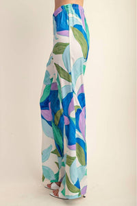 Gigio - Printed Wide Leg Pants With Flared Slits