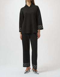 Joseph Ribkoff Embellished Casual Pant Set in black - women's sleepwear