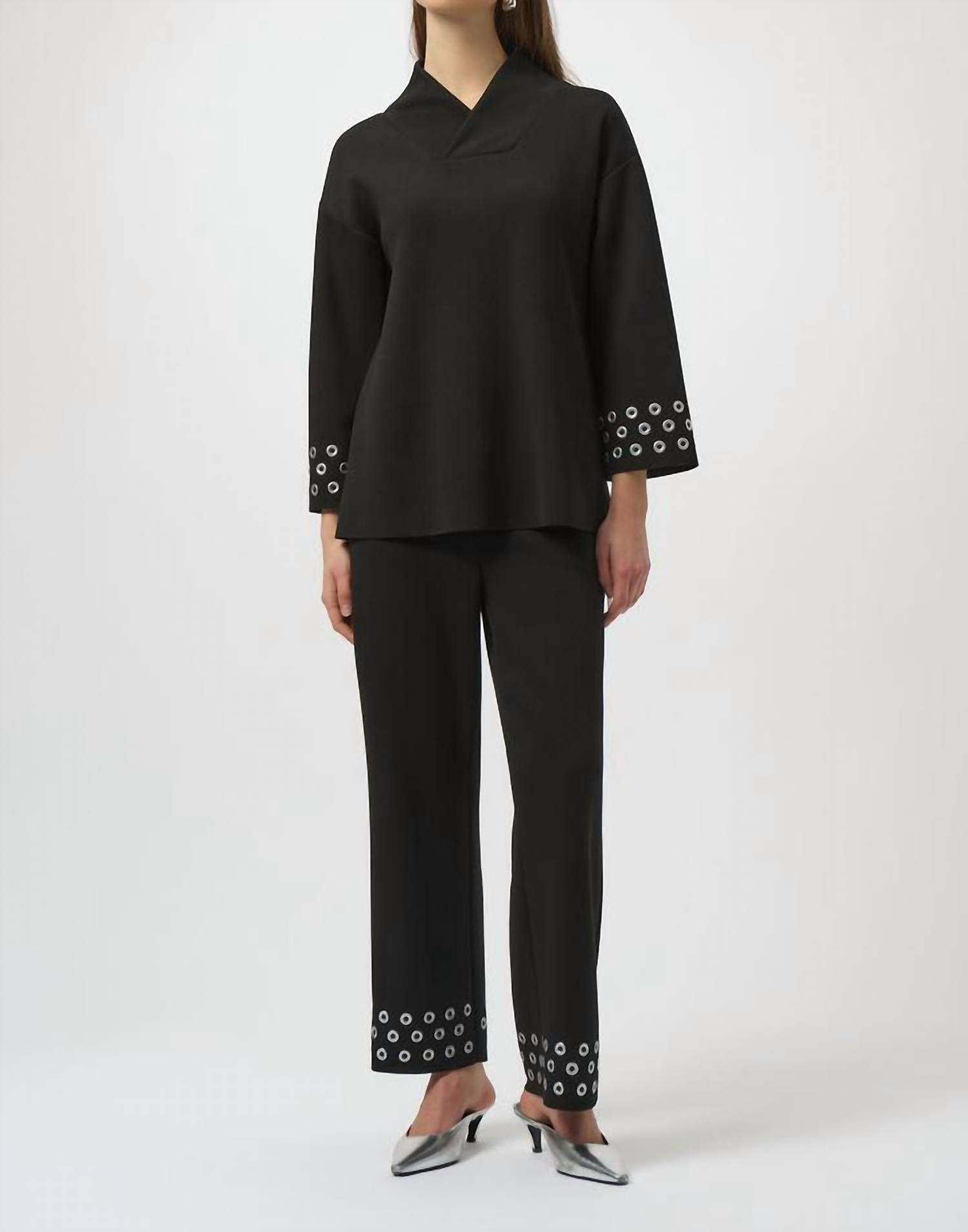Joseph Ribkoff Embellished Casual Pant Set in black - women's sleepwear
