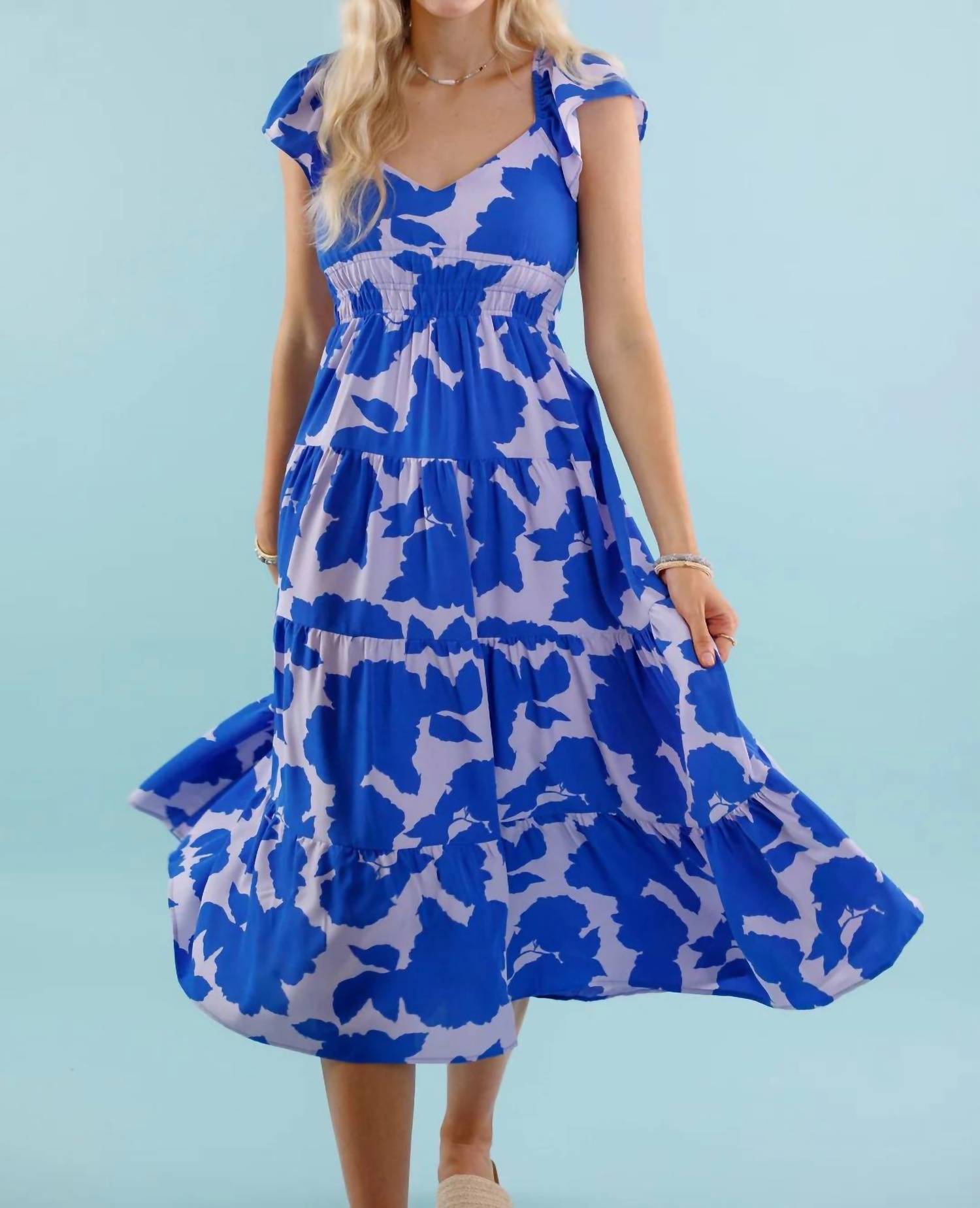 Pretty Follies - Open Back Printed Maxi Dress