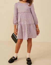 Hayden Girls - Girl's Floral Textured Button Back Ruffle Tiered Dress