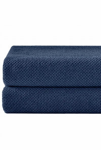 Under the Canopy Textured Organic 2 Piece Bath Sheet Set in navy - item - detail view