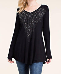 Vocal Apparel - Stone Accents Long Sleeve Top