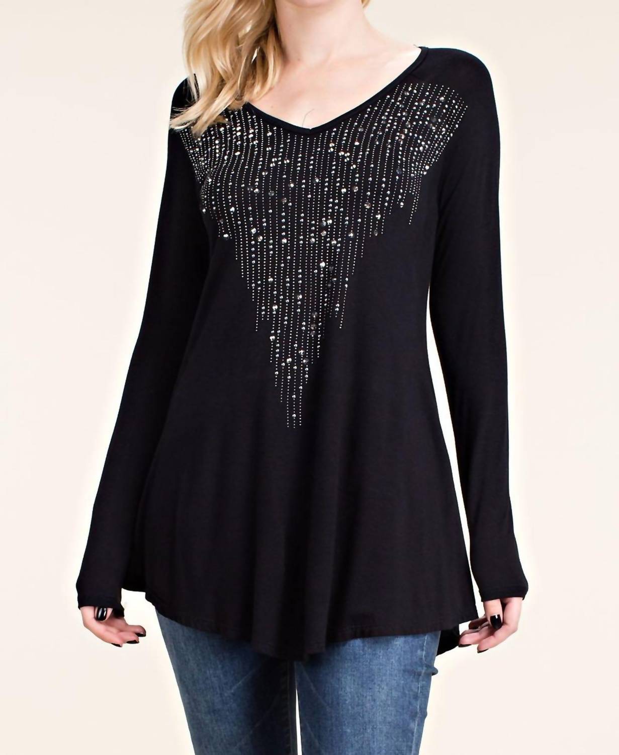 Vocal Apparel - Stone Accents Long Sleeve Top