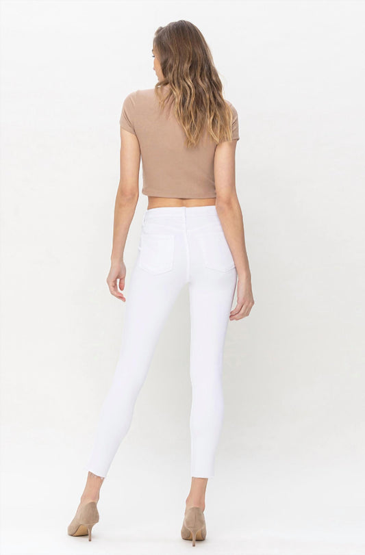 Flying Monkey - Mid Rise White Cropped Skinny Jeans