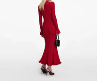 Self-Portrait - Pearl Trim Knit Midi Dress