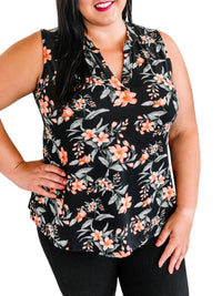 White Birch - Sleeveless Floral Gabby Top