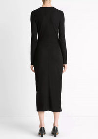 Vince - Cinched-waist Wool-blend Long-sleeve Dress