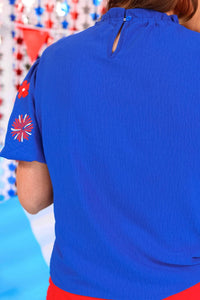 Jess Lea - Patriotic Embroidered Top