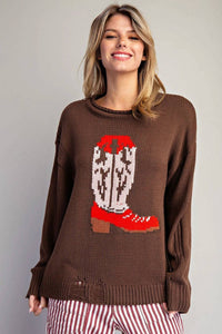 Style U - Western Intarsia Long Sleeve Sweater