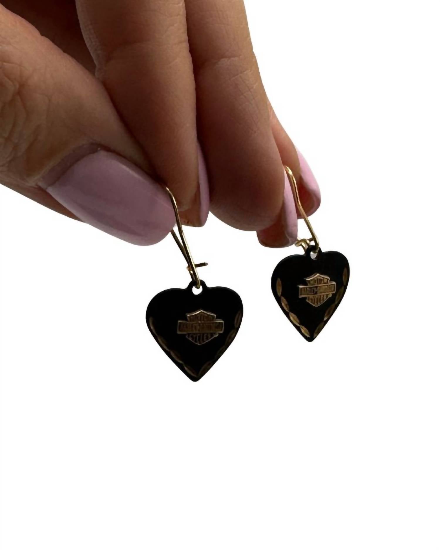 Harley Davidson - Women's Dangling Heart Earrings