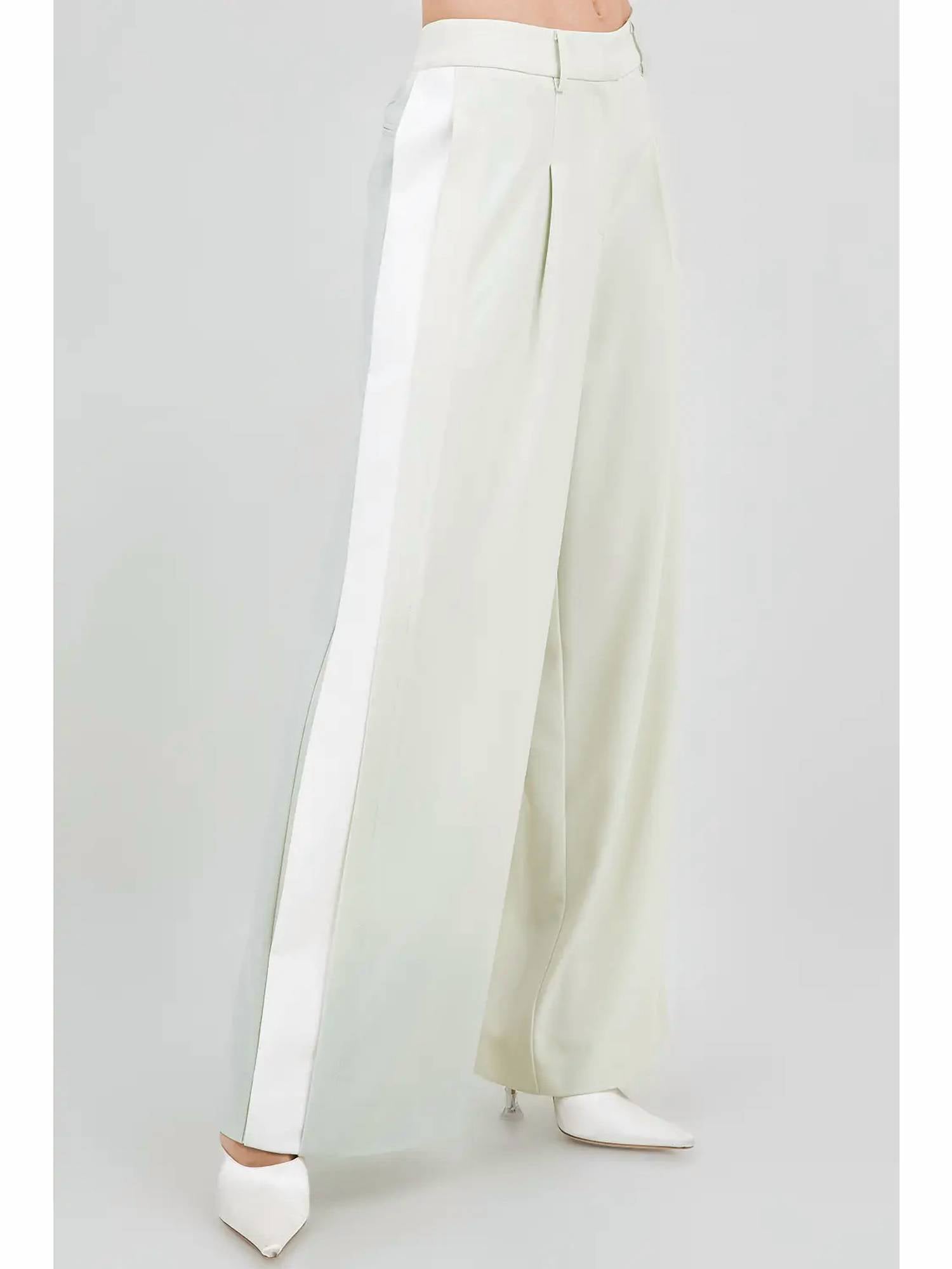 Whiteroom+Cactus - Contrast Side Panel Wide Leg Soft Woven Trousers