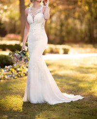 Stella York - Modern Crepe Wedding Dress with Scalloped Train
