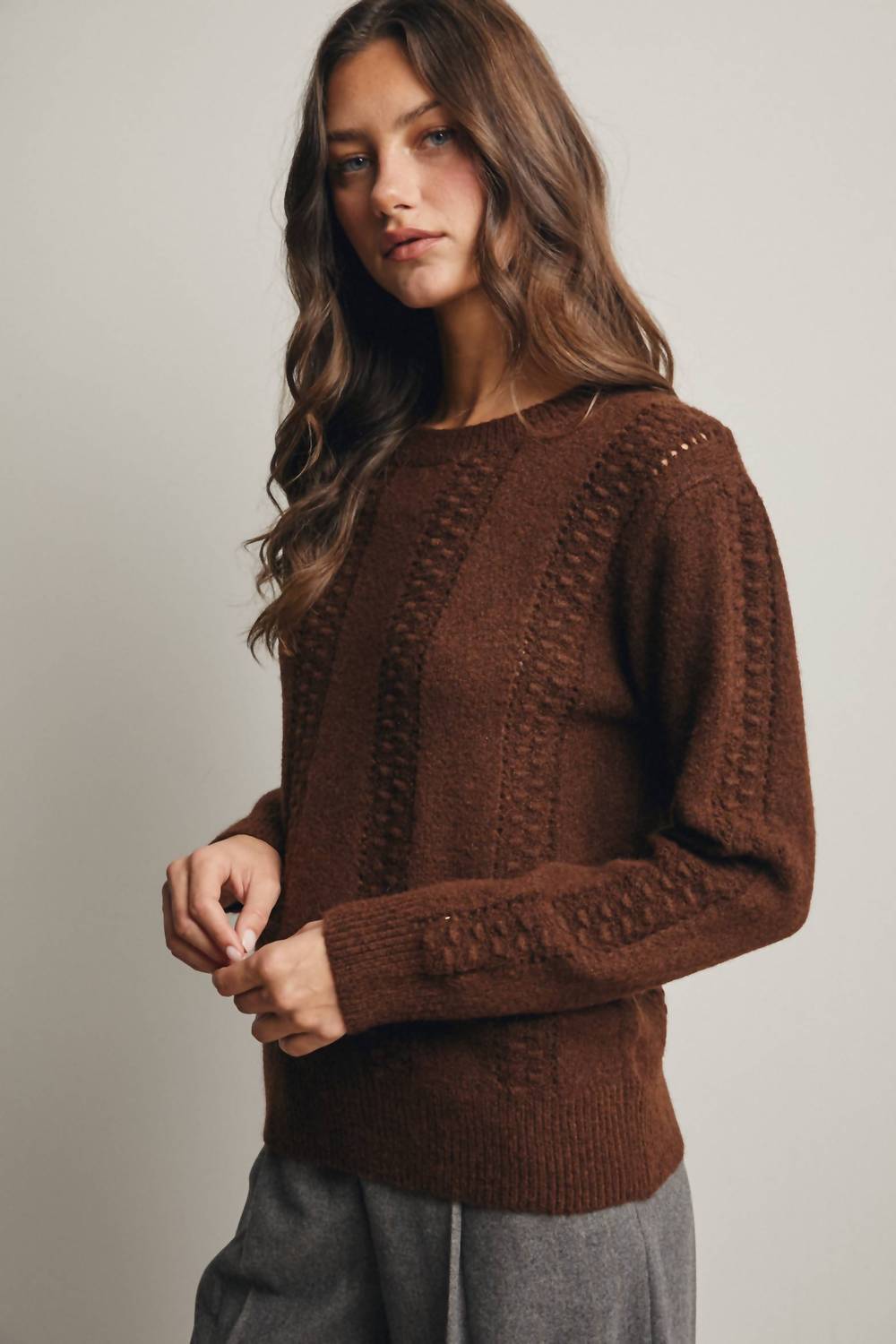 Forte - Textured Cable Stitch Pullover Sweater