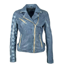 MAURITIUS Women's Sofia Star Rf Leather Jacket in sky blue - women's jacket