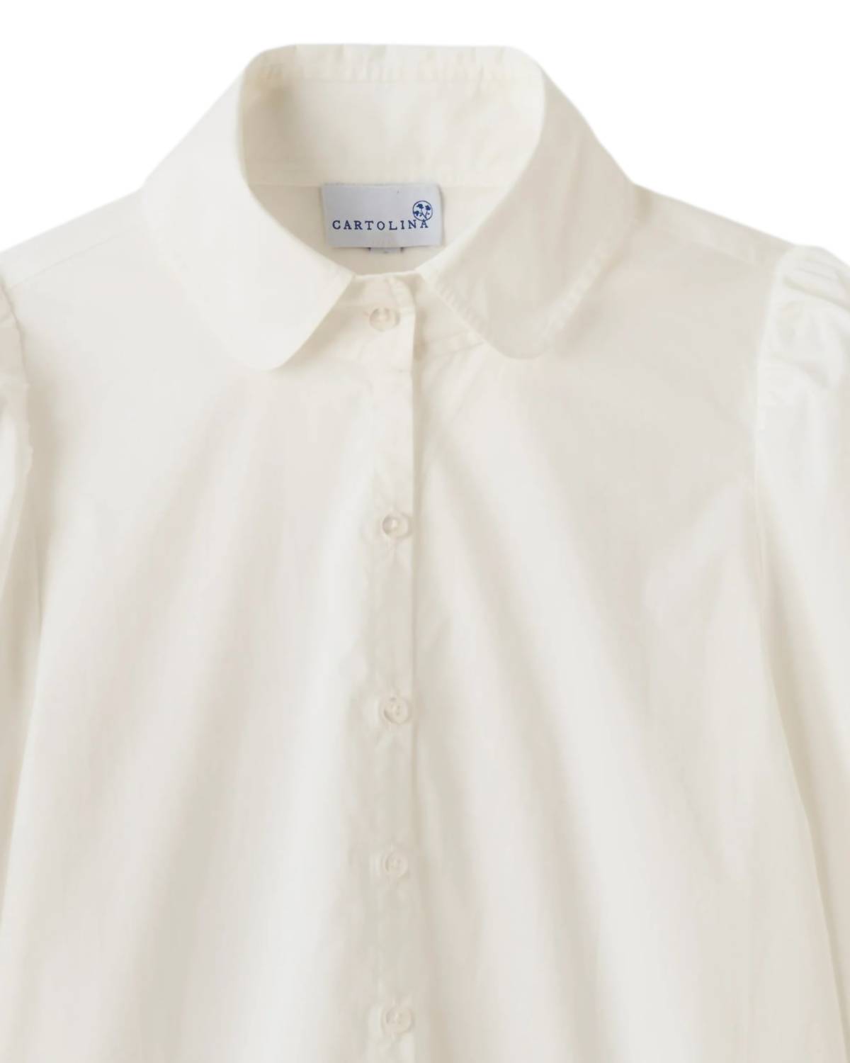 Cartolina Nantucket Women's Brooklyn Long Sleeve Shirt in optic white - women's shirt - detail view