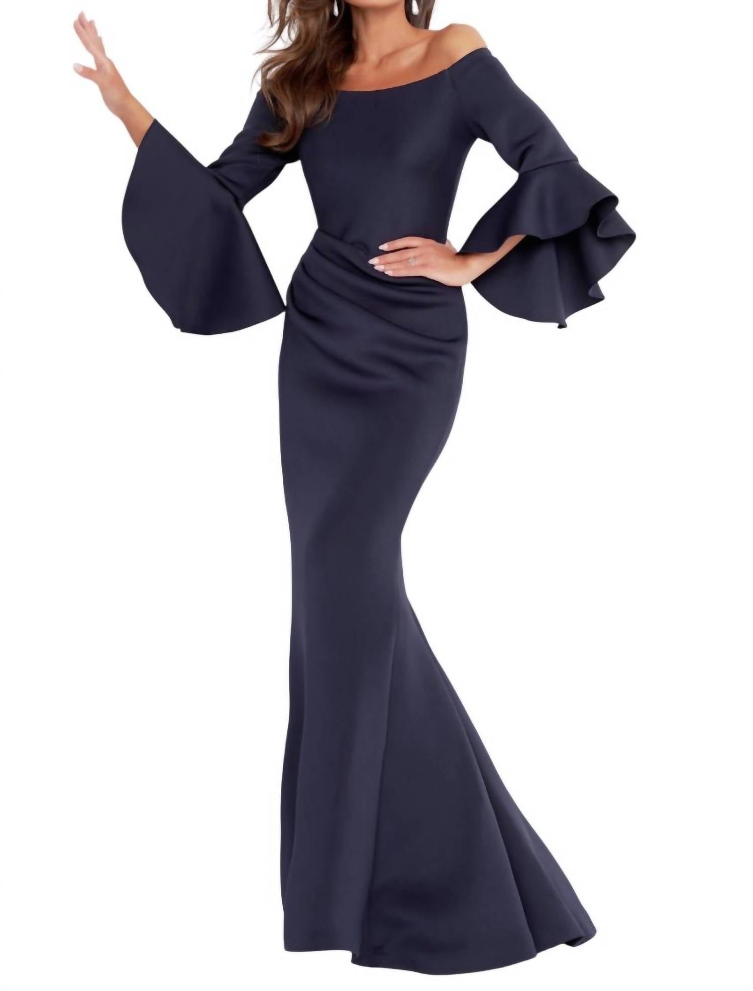 Jovani - Off-the-shoulder Evening Dress