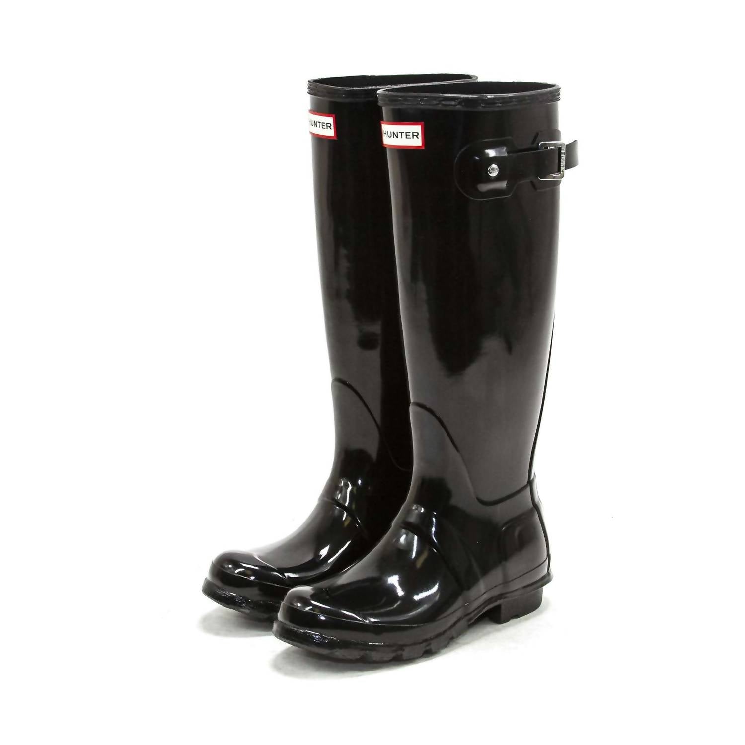HUNTER Women's Original Tall Gloss Rain Boots in black - women's shoe