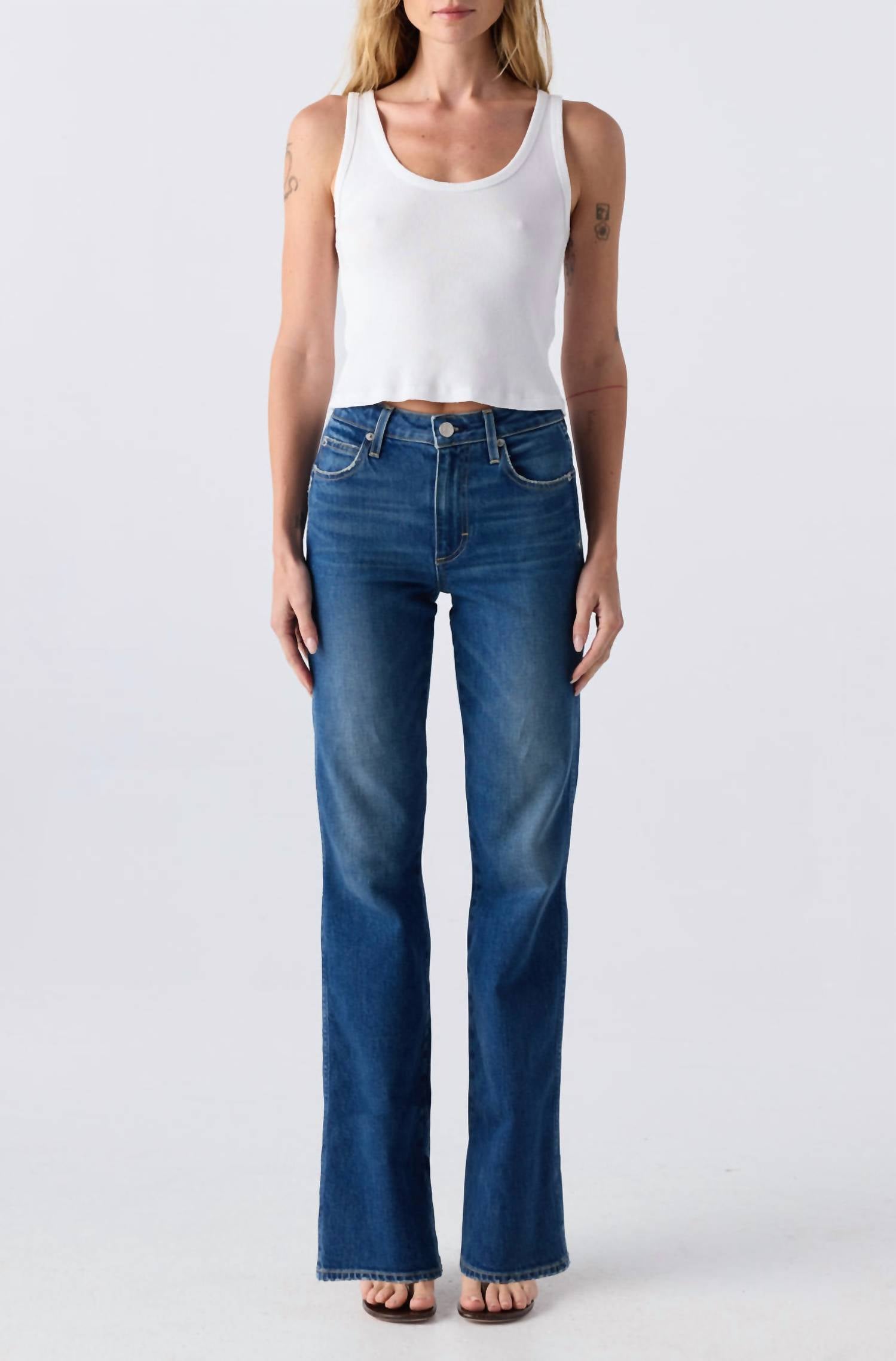 AMO Rose Mini Bootcut Jeans in lush - women's jeans