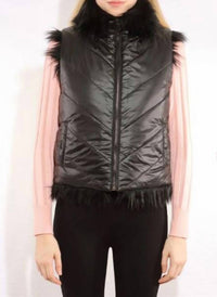 Metric Knits - Stand Collar Faux Fur Vest