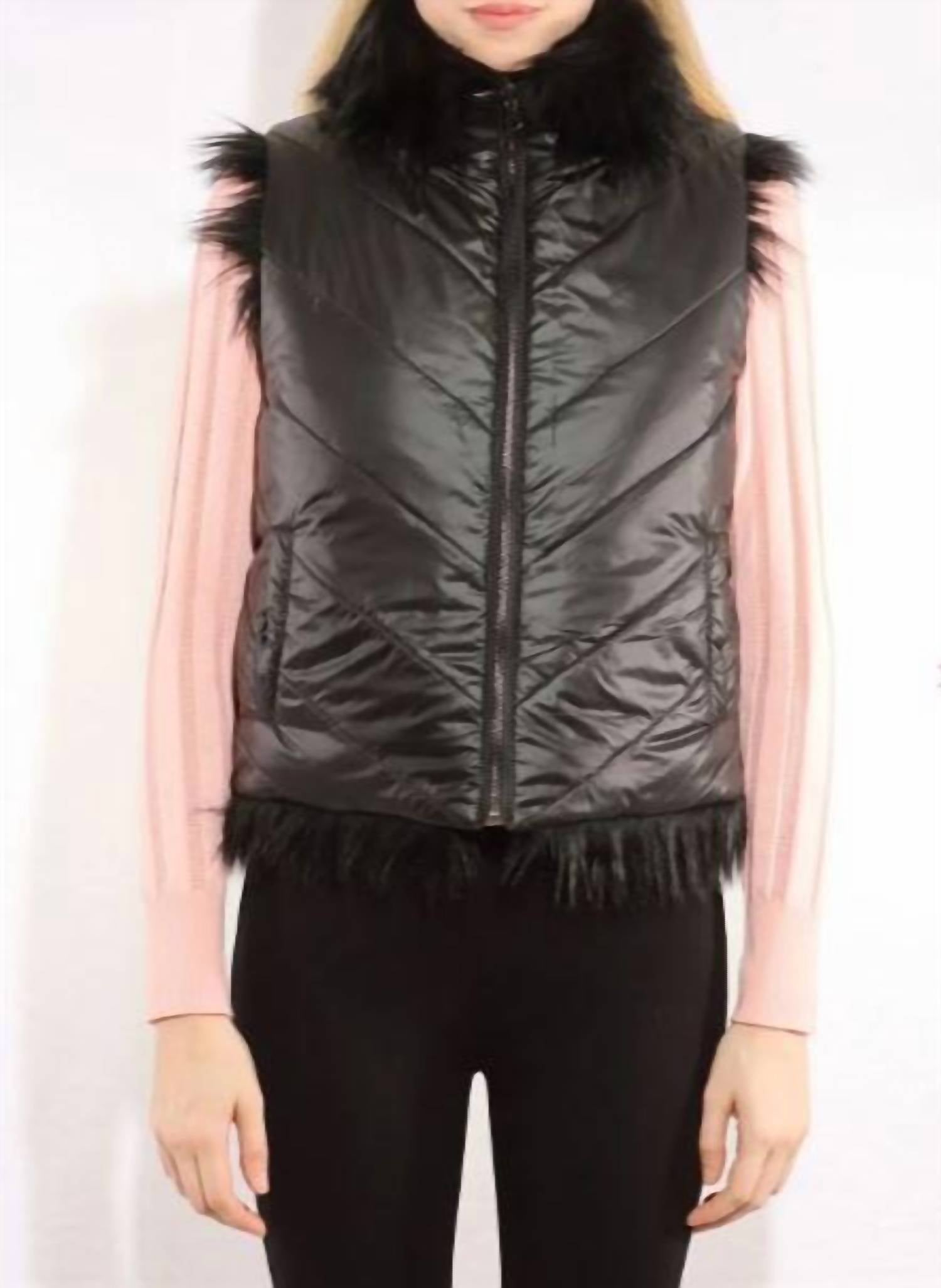 Metric Knits - Stand Collar Faux Fur Vest