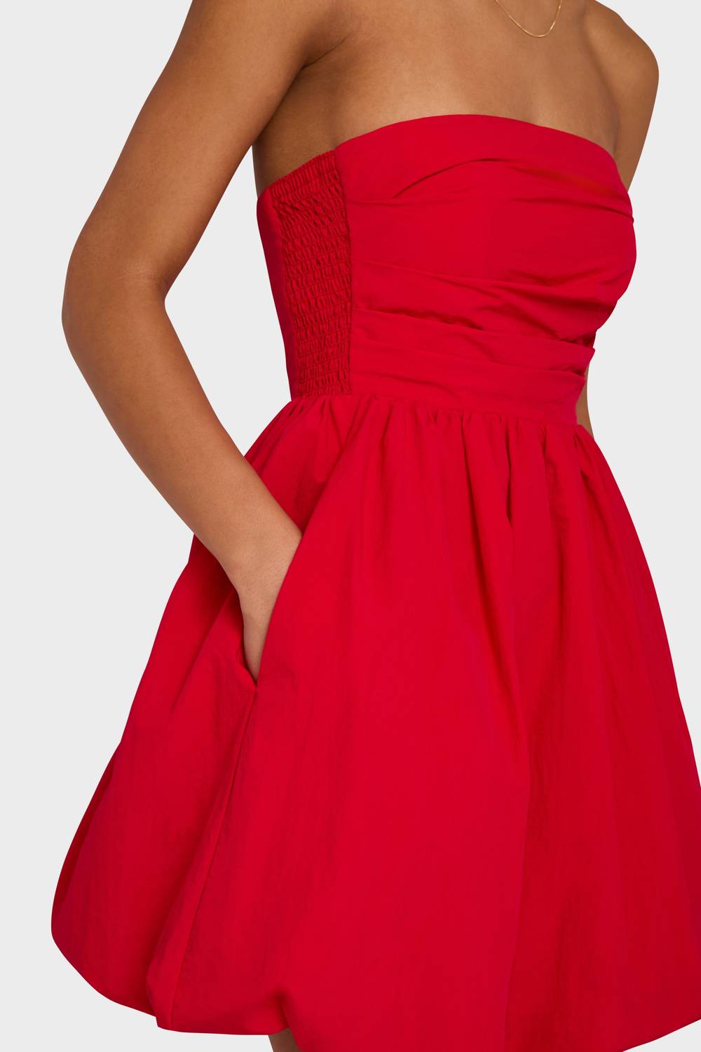 Amanda Uprichard Oscar Strapless Bubble Hem Mini Dress in red - women's dress - view 4