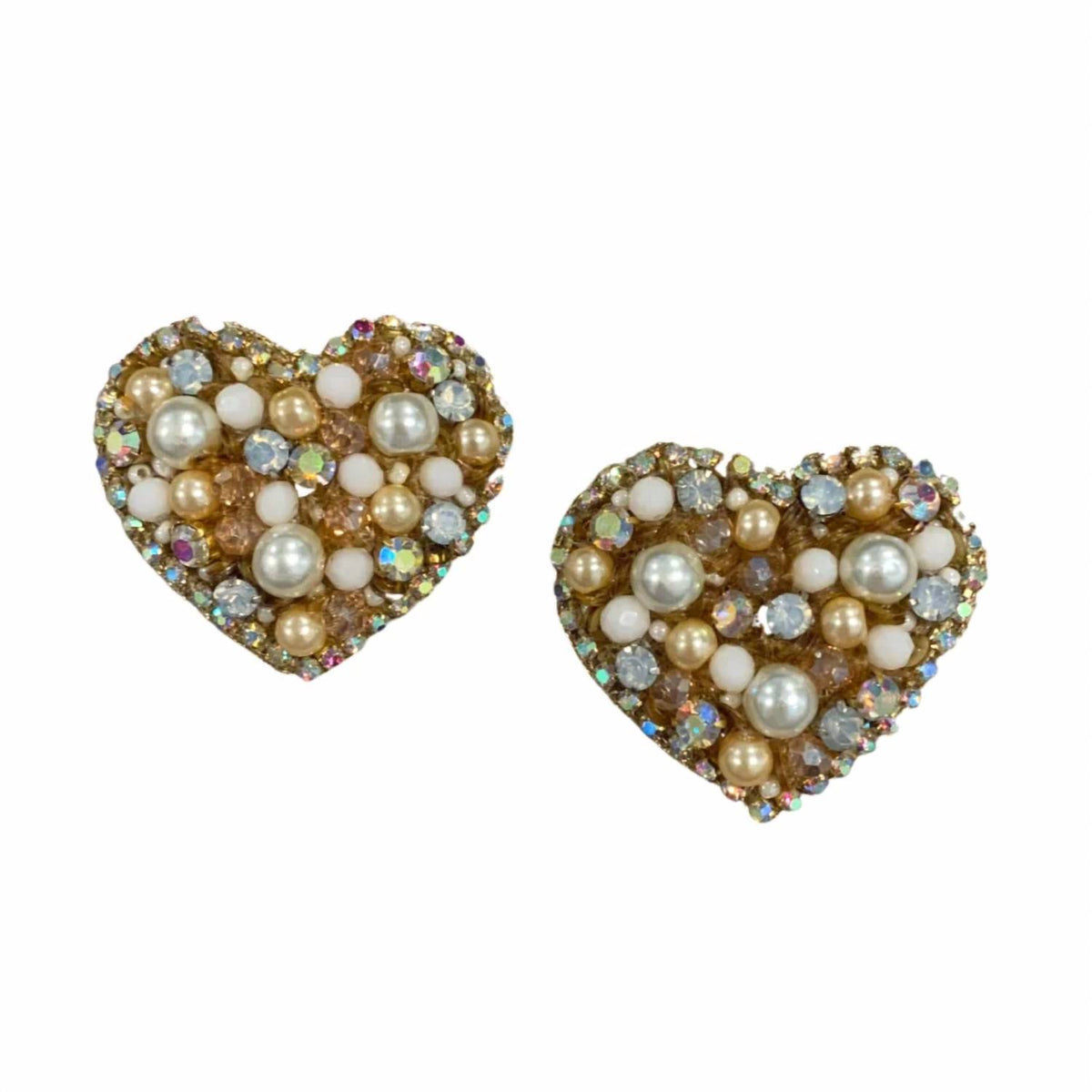 Allie Beads - Women's Pearl Heart Stud Earrings