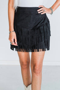 Sterling Kreek Fort Worth Fringe Skirt in black - women's skirt