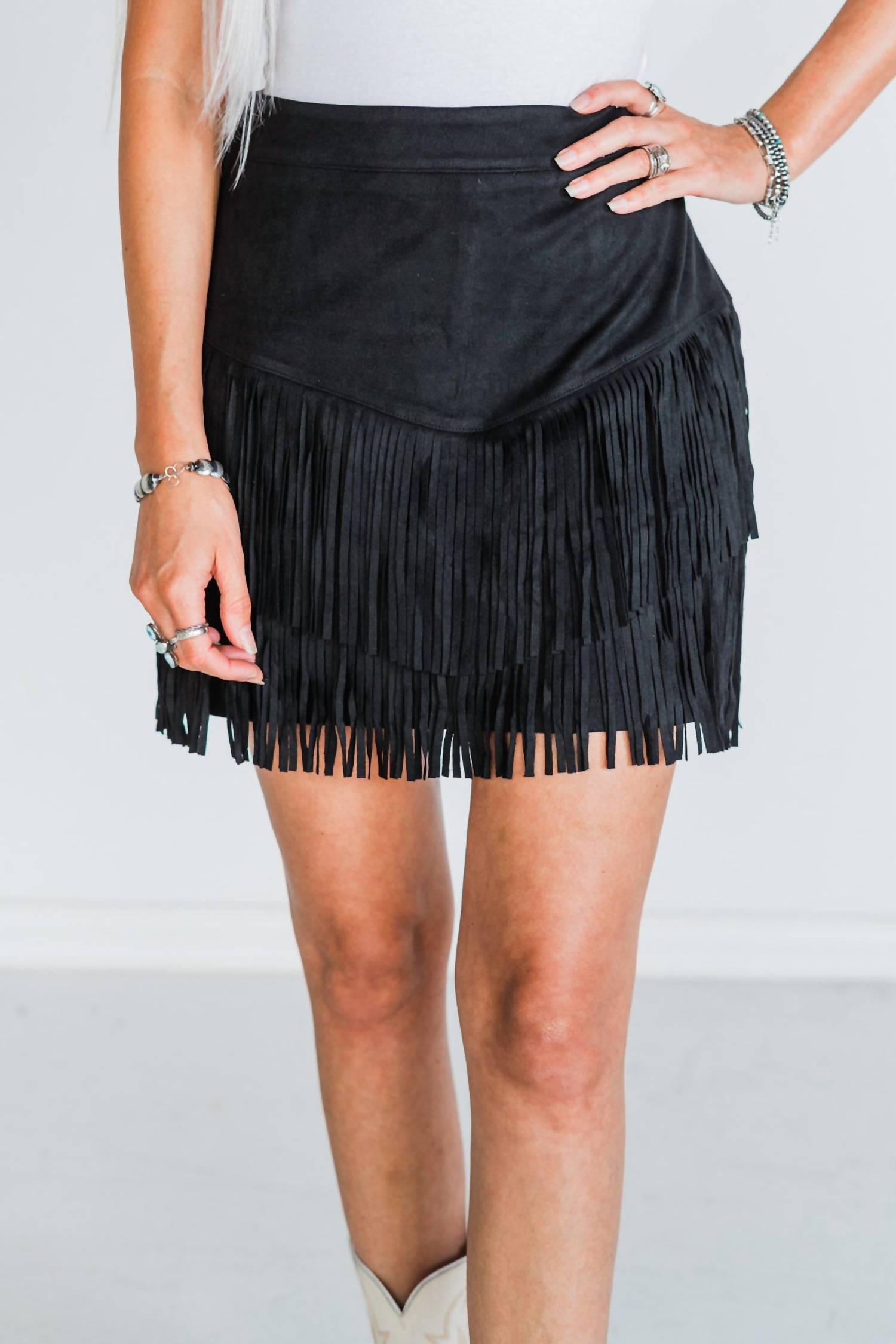 Sterling Kreek Fort Worth Fringe Skirt in black - women's skirt