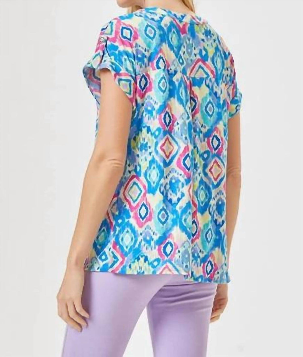 Dear Scarlett - Lizzie Short Sleeves Diamond Print Top