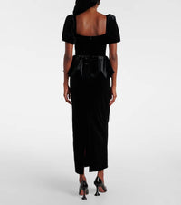 Self-Portrait - Velvet Peplum Midi Dress