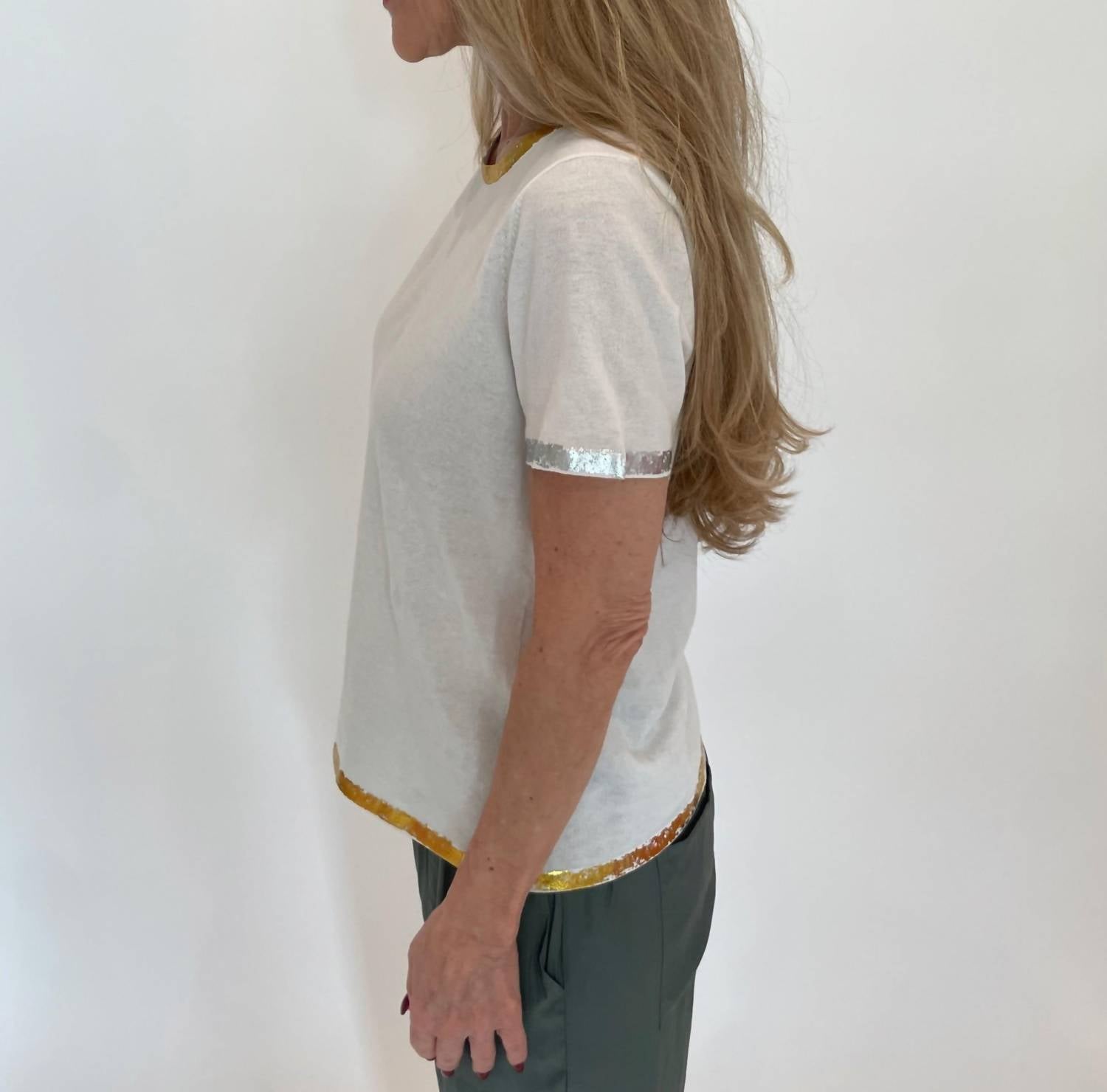 Peace Of Cloth - Sonya Short Sleeve Crew Top With Foil