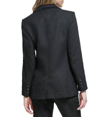 Karl Lagerfeld - Frayed Edge Detail Tweed Blazer