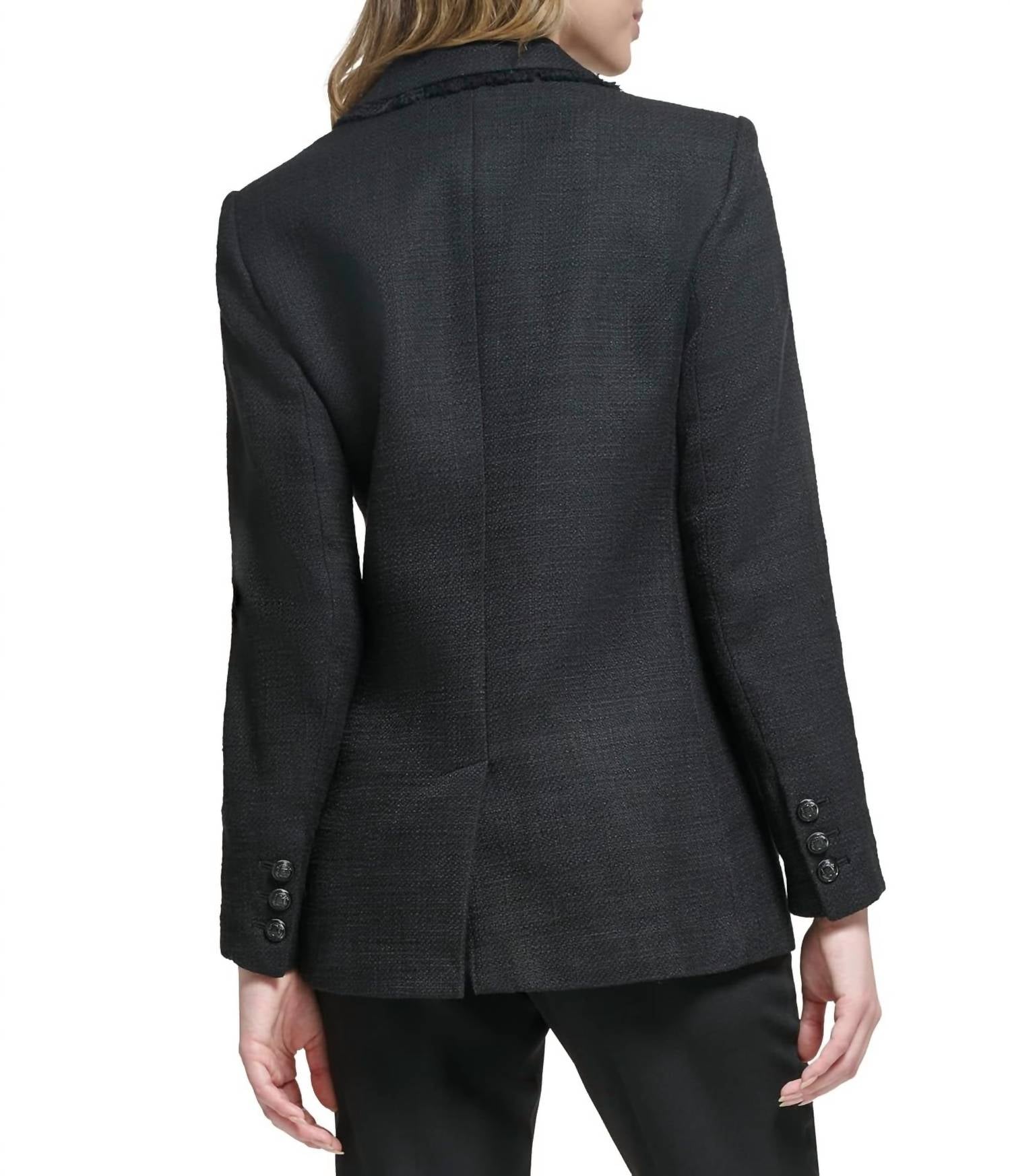 Karl Lagerfeld - Frayed Edge Detail Tweed Blazer