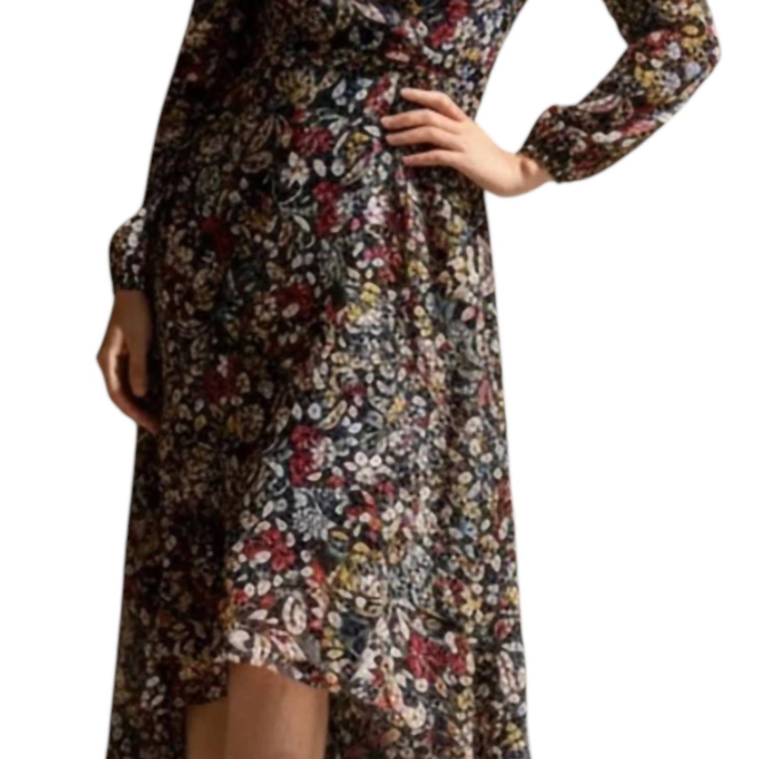VINCE CAMUTO Vibrant Floral Long Sleeve Dress in multicolor - women's dress - detail view