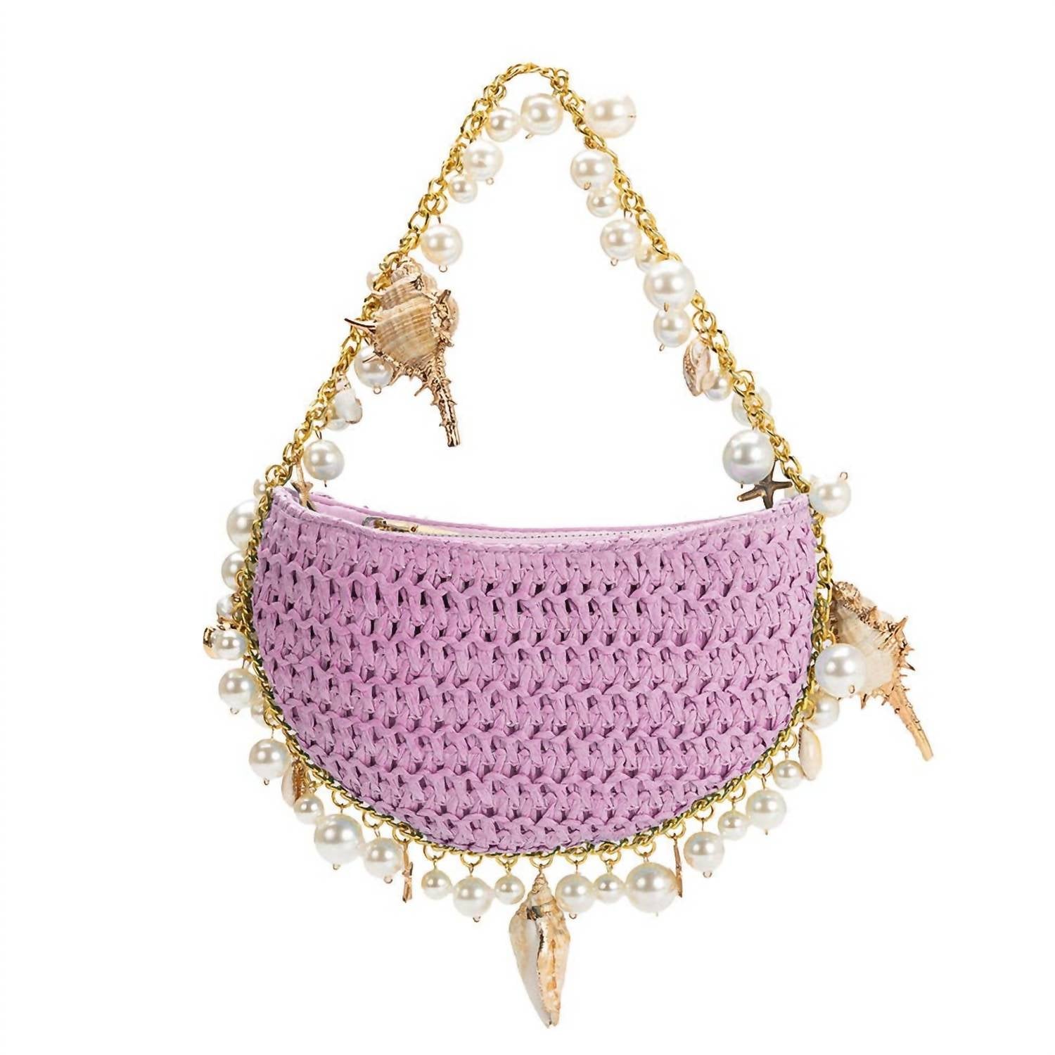 Melie Bianco - Women's Isla Small Shells Straw Top Handle Bag