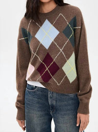 White + Warren - Cashmere Argyle Crewneck Sweater
