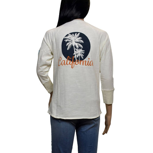 Women California Long Sleeve Crew Neck Cotton T-Shirt