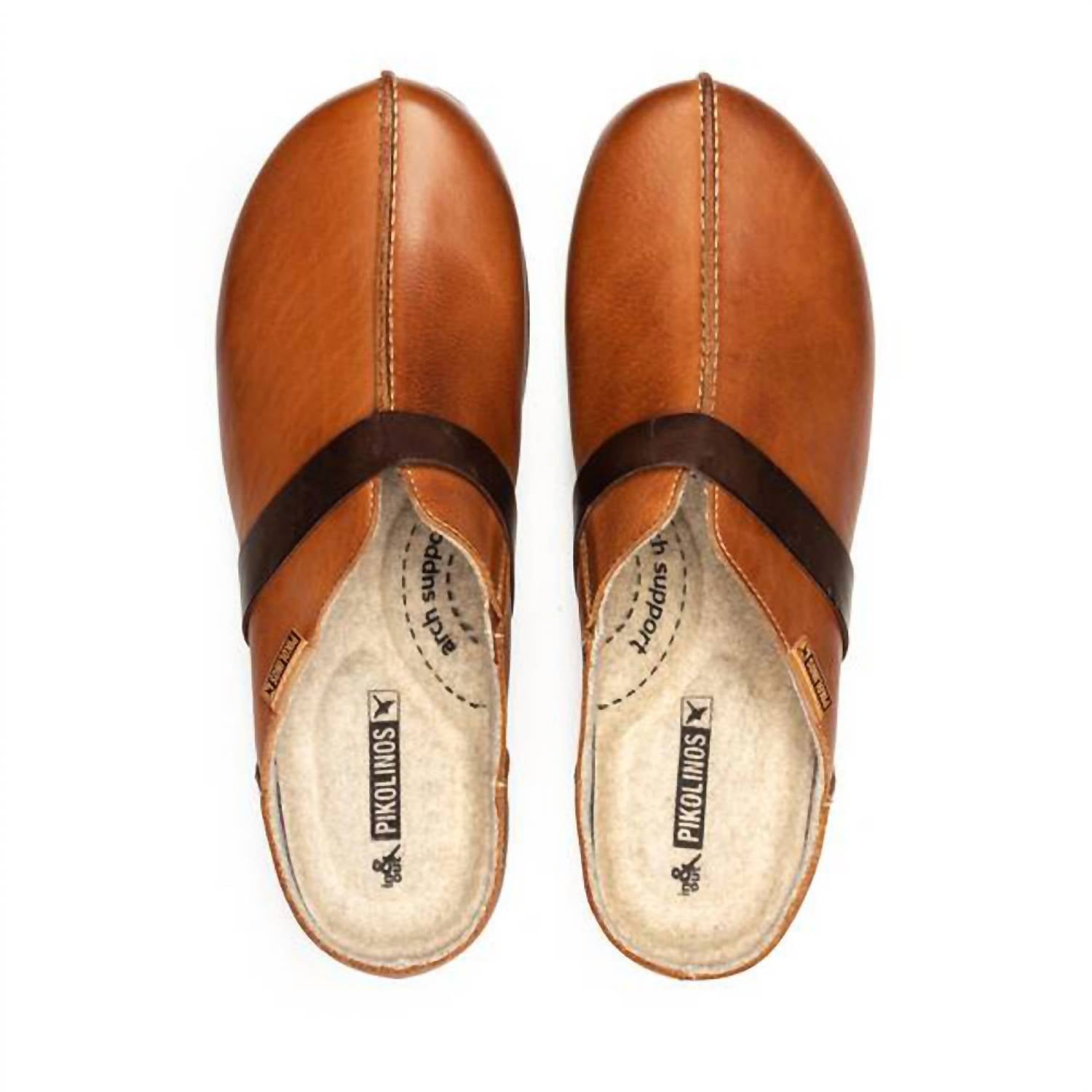 PIKOLINOS Women's Granada Clogs in brandy - women's shoe - detail view